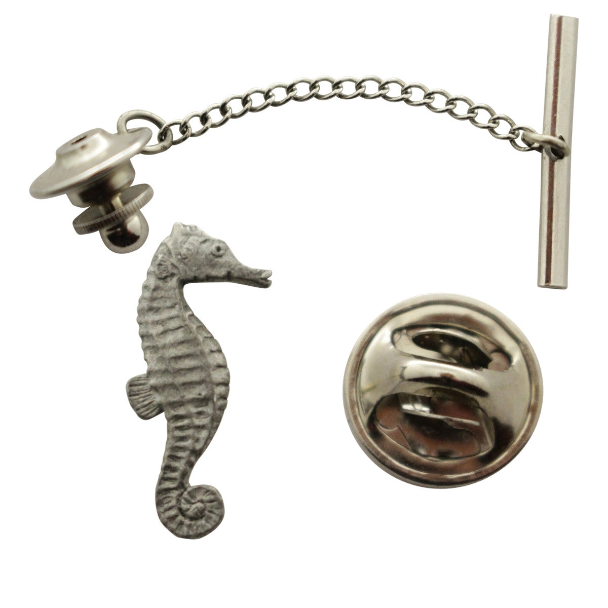 Seahorse Tie Tack ~ Antiqued Pewter ~ Tie Tack or Pin ~ Antiqued Pewter Tie Tack or Pin ~ Sarah's Treats & Treasures